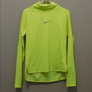 Nike Womens AeroReact Top L Pullover Training Shirt Run Dri-Fit Yellow